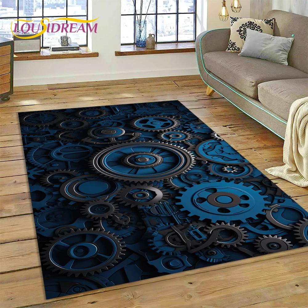 3D Mechanical Cogs Gears Steampunk Rug Carpet for Living Room Bedroom Decor,floor Mat Non-slip Decoration for Sofa Doormat Gifts