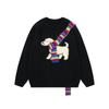 Unisex Oversized Knit Sweater With Embroidered Rainbow Dog Motif Casual Winter Pullover Teens
