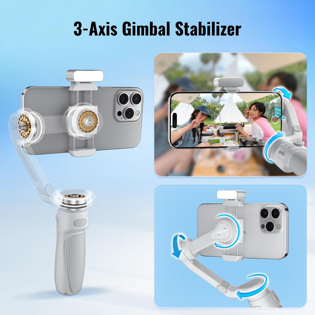 Japanese ZHIYUN COMBO Smartphone Gimbal with Telescopic Dedicated Storage Bag and Magnetic Light Compact Folding Lightweight 370g [Official Warranty]