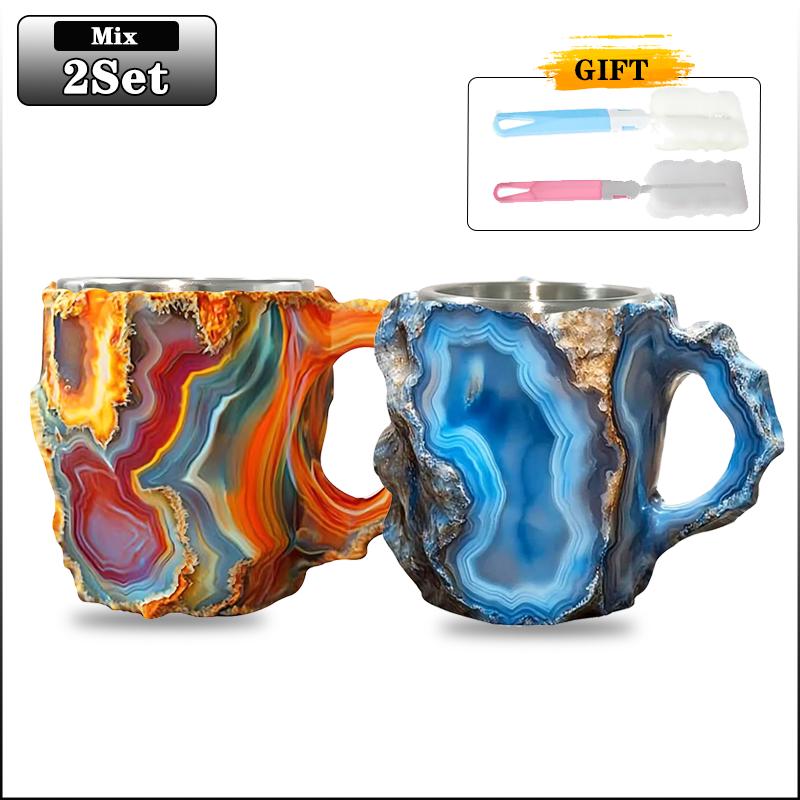1/2PCS Crystal Mineral Coffee Mug Luxury Colored Crystal Semi-Transparent Coffee Cup for Home Office and Christmas Gift