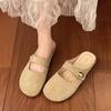Fashion Shoes Flock Cover Toe Woman's Slippers Slides Leopard 2025 Flat Mary Janes Leopard Retro Flat Shoes Female Woman's Slippers Slid