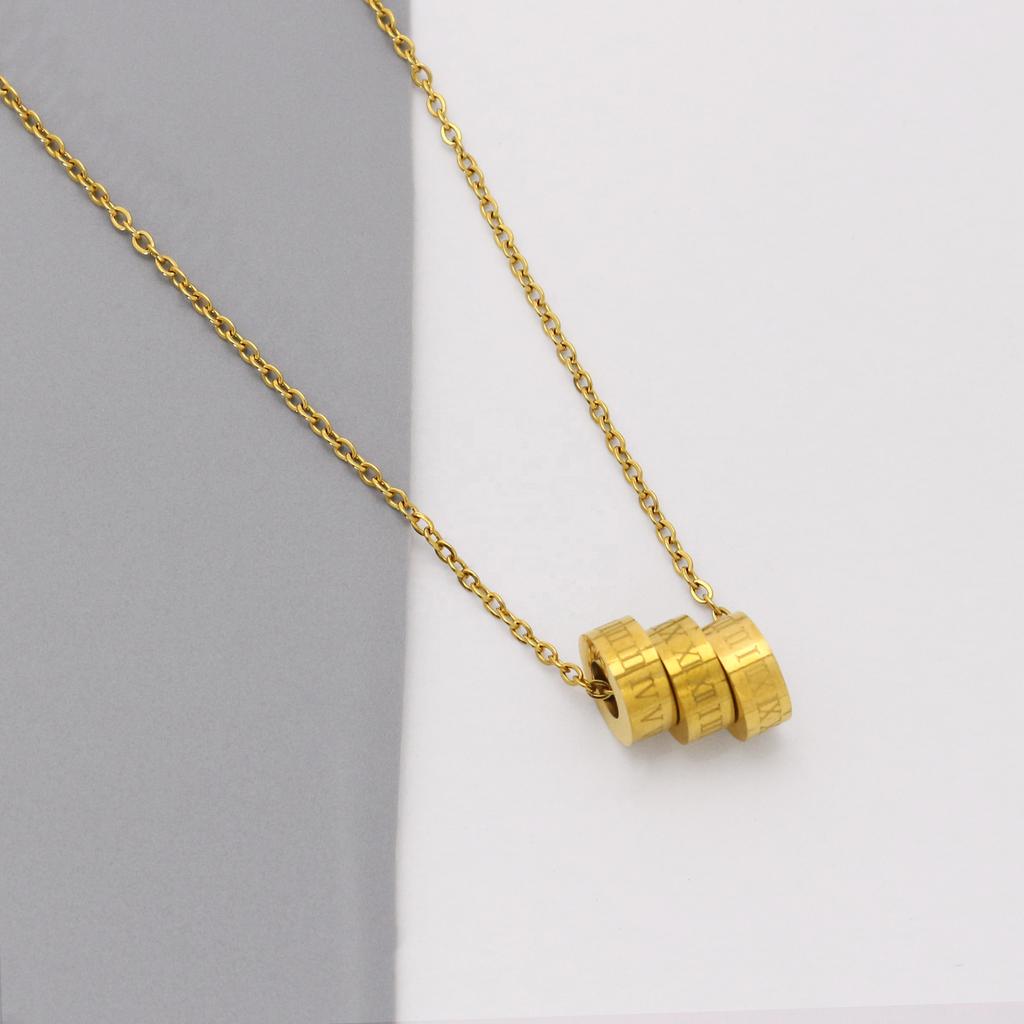 Fashion Chokers Necklaces Stainless Steel Jewelry Trendy Roman Numeral Cylinder Tassel Necklace Bulk