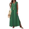 2025 Amazon European and American foreign trade new women's clothing V-neck sleeveless long dress summer side split loose dress