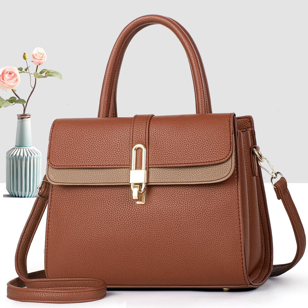 Minimalist Pu Handbag For Women With Zipper Closure And Inner Pockets For Daily Use