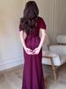 Women's Elegant Short Sleeve Long Dress - European American Style Spring 2026 New Arrival