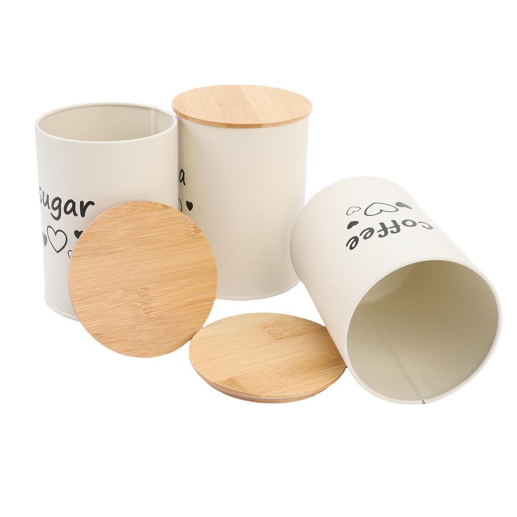 3PCS Airtight Coffee Canister Iron Coffee Bean Storage Container Food Canister Jar with Lid for Kitchen Tea Cereal