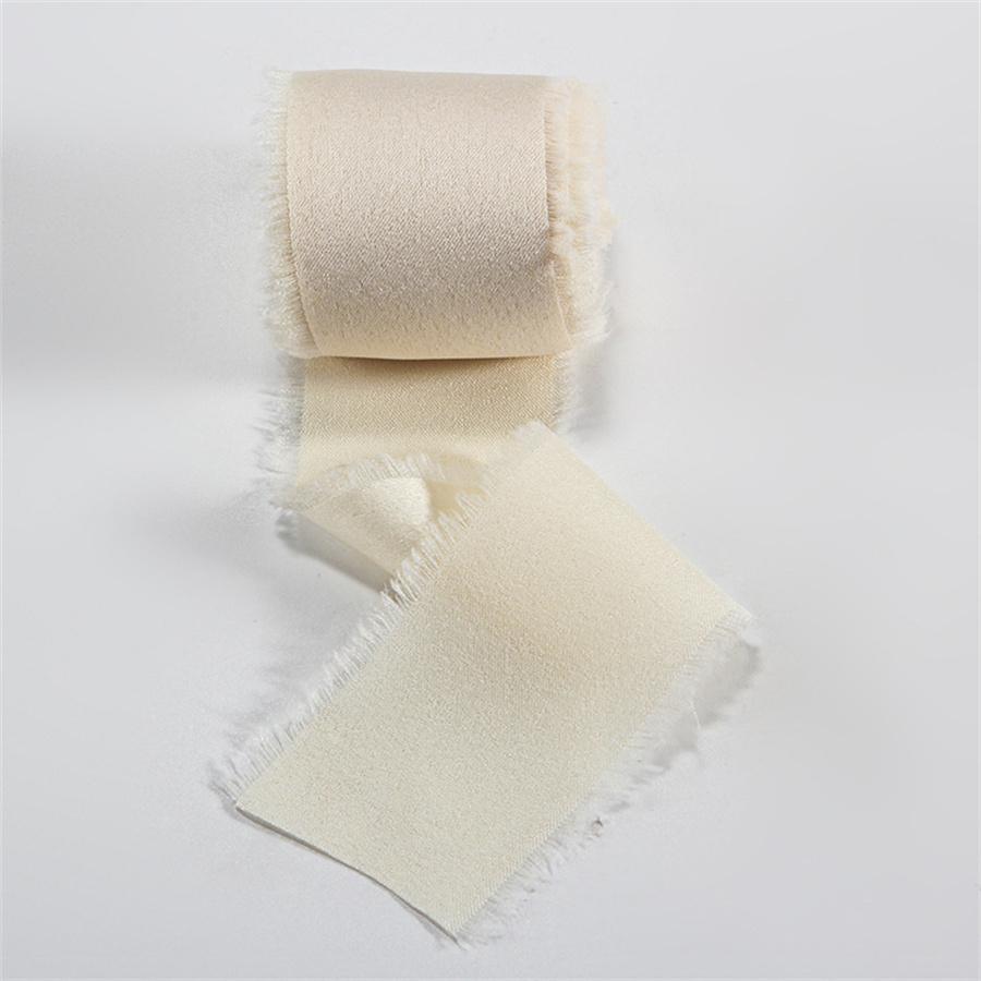 1 Roll 5 yards Frayed Edged Satin Handmade Smooth Soft Ribbon For Wedding Invitation Bouquets Birthday Party DIY Decoration Gift