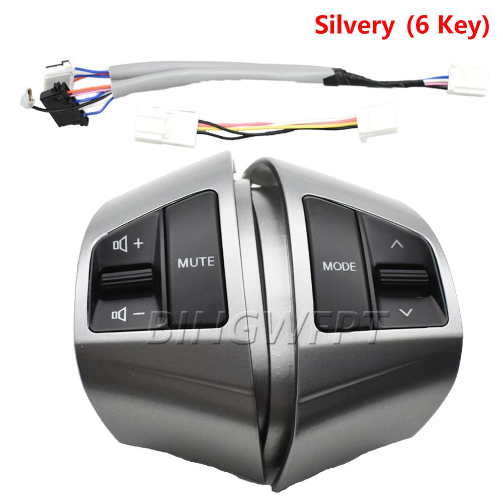 Multifunction Steering Wheel Button Switch For Hyundai Elantra HD 2008 2009 2010 2011 96700-2H500 96700-2H510 silvery