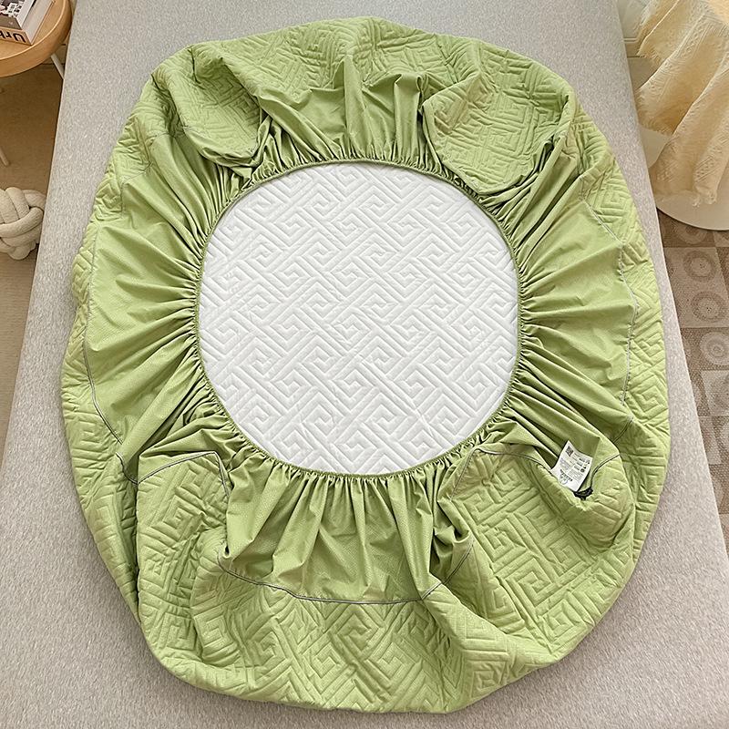 Quilted Mattress Cover Embossed Bed Sheet Mattress Protector Home Textile Solid Color Bed Cover Mattress Cover Thick Soft Cushion Bedding NoPillowcase