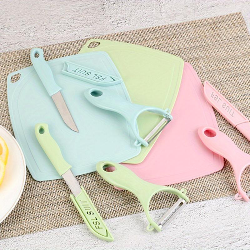 1set Random Color Fruit Knife Cutting Board Peeler Set, Paring Knife Fruit Knife Chopping Board Set, Kitchen Tools