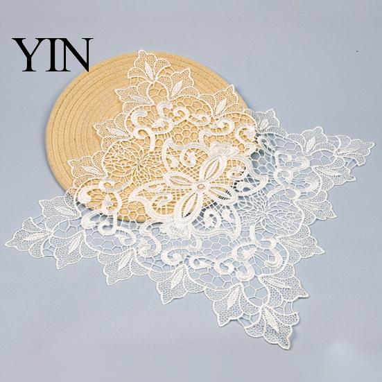 Rectangular Lace Mats for Coffee Tables White Doily, Elegant Retro Placemat, Embroidered Table Decorative Centerpiece Dining Mat, Round Oval