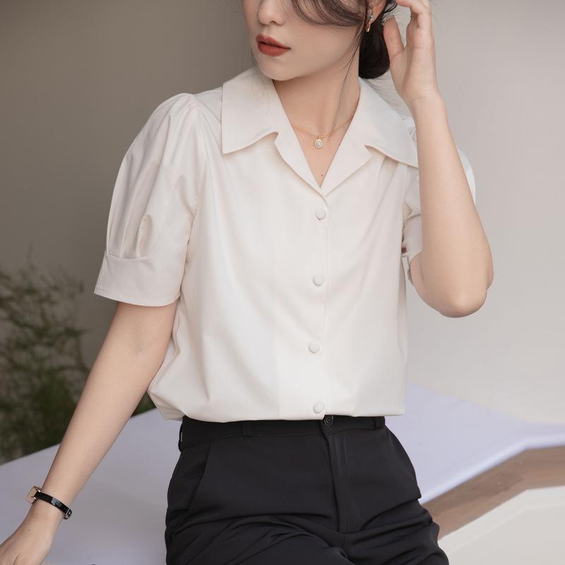 

GMXIA Women s Short Sleeve Shirt Summer Career Commuter Simple Interview Blouse XXL белый