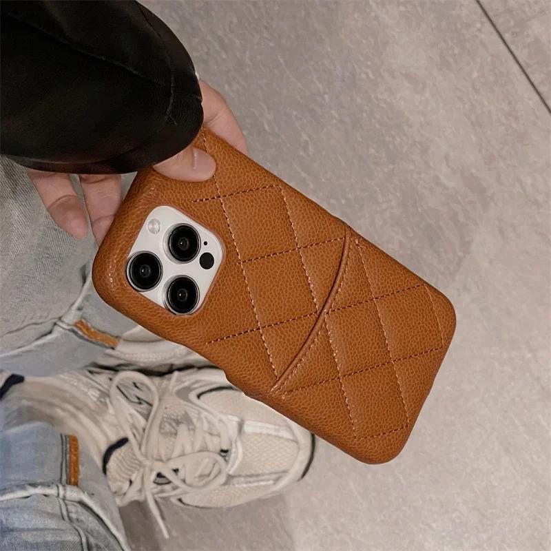 

Чехол из искусственной кожи с решетчатым узором для iPhone 16 15 14 13 Pro Max, держатель для кредитных карт, кошелек, противоударный чехол для телефона iPhone 16 Pro Max