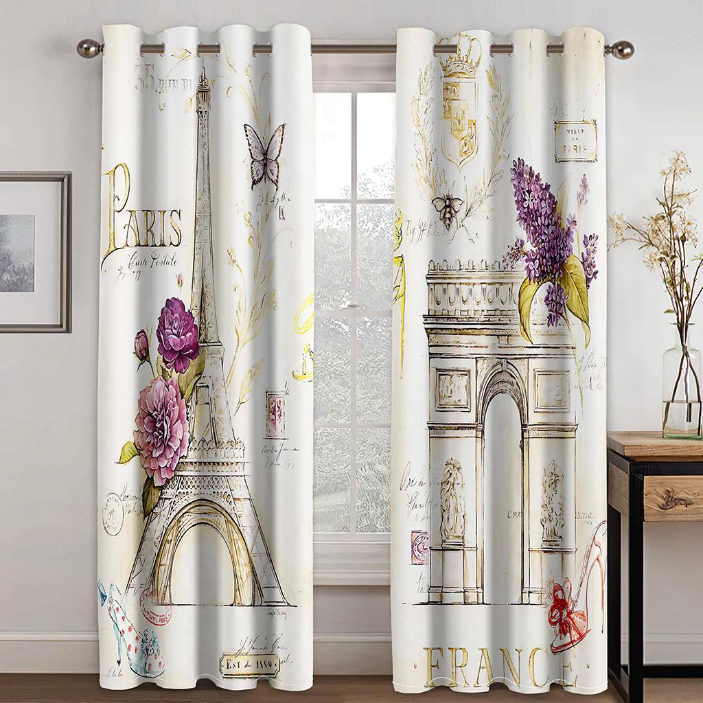 

3D Шторы Классические Элементы Павлина Замка 2 Панели Гостиная Балкон Окно Декоративные Шторы 50W130H(CM)X2PCS&Grommet Top