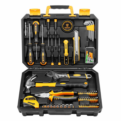 DEKOPRO 100-Piece Tool Set, Home Repair Tool Kit, Plastic Tool Box Storage, Includes General Household Hand Tool Kit