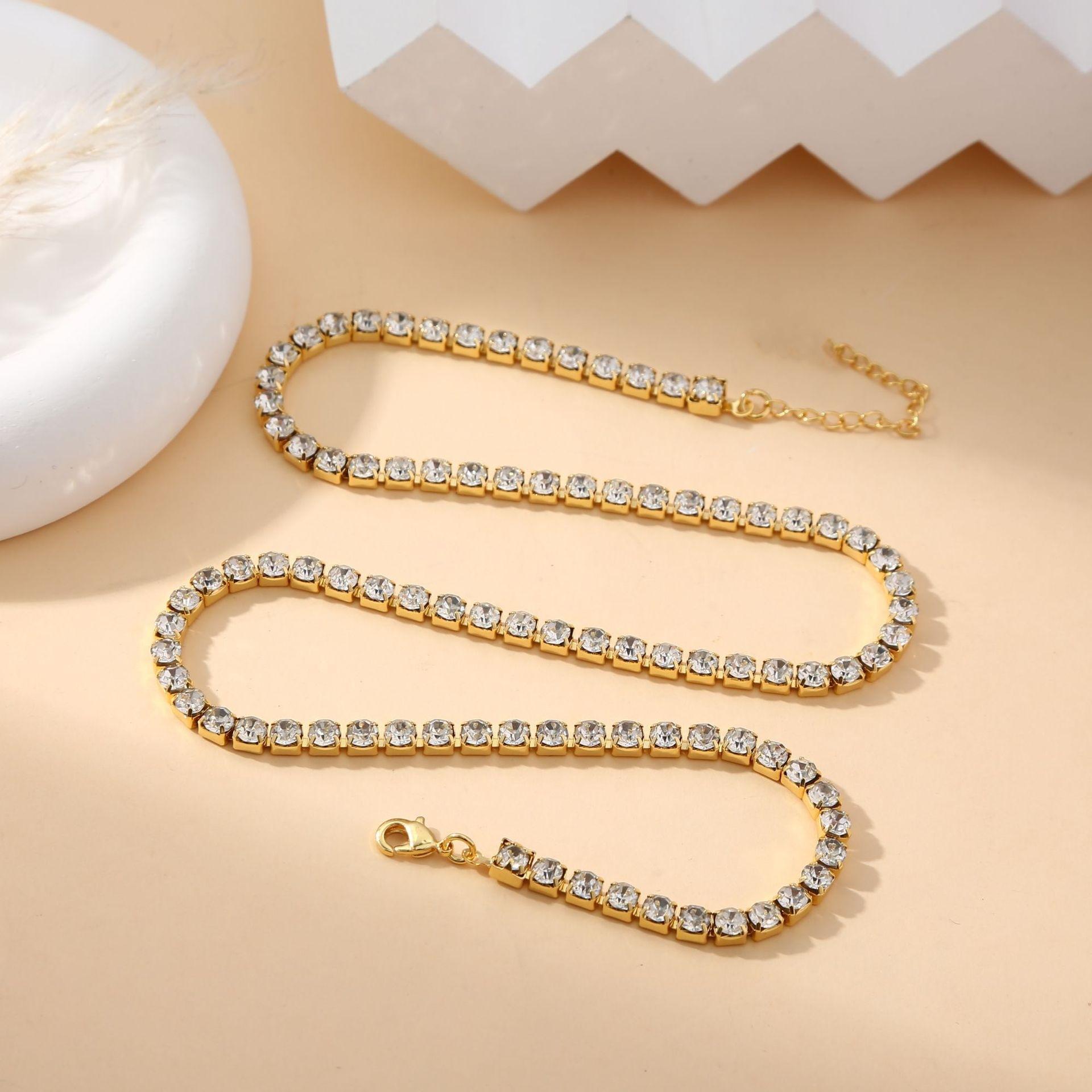 

Iced Out Rhinestone Choker for Women, Cubic Zirconia Minimalist Necklace, Sparkly Layered Jewelry Gift золотистый