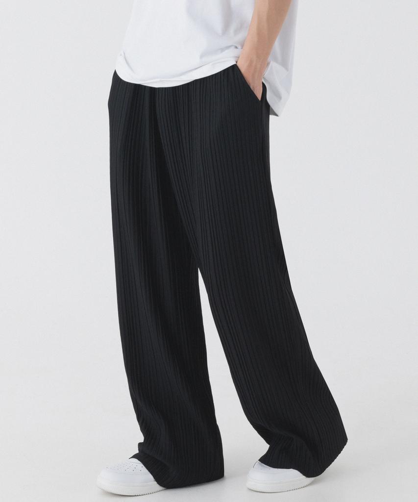 PIANER Comfortable Wide Pleated Pants (Black)