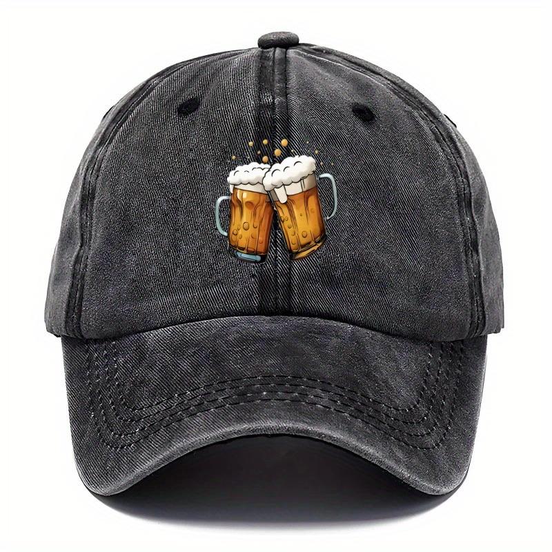 Pc Vintage Distressed Baseball Cap with Beer Print Adjustable Dad Hat Suitable for Daily Wear Father Day Gifts Teacher Eve