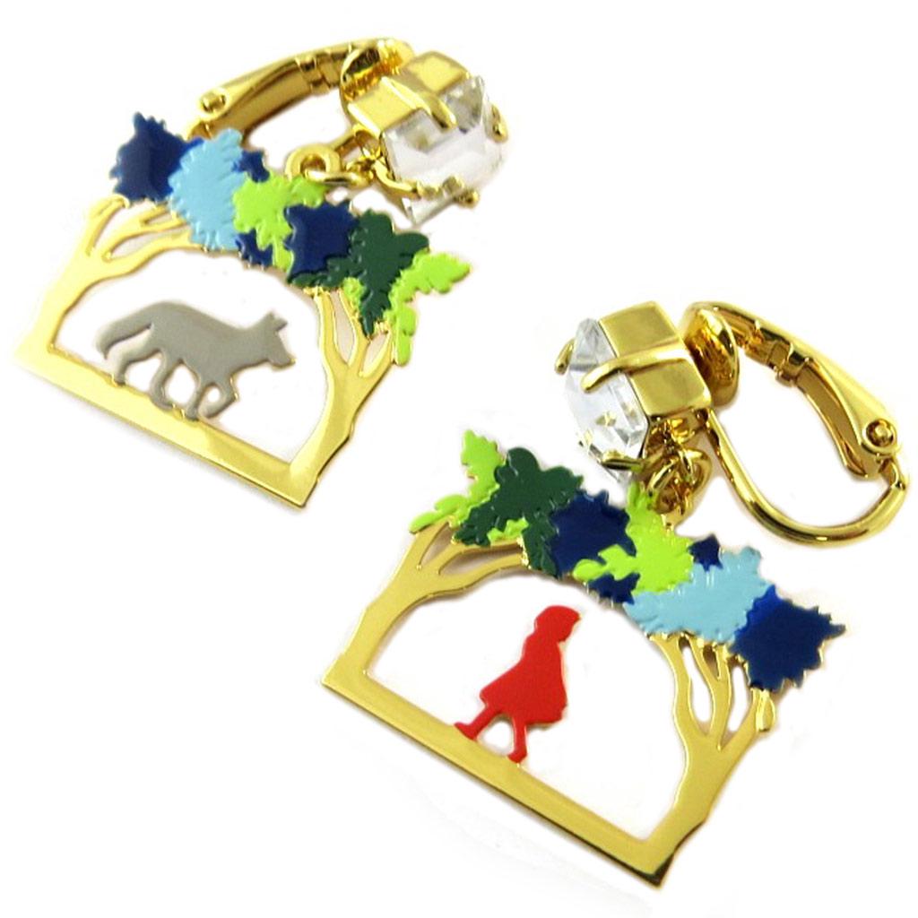 

Les Trésors De Lily [P2015] - Серьги-клипсы ручной работы Чудесный мир (Красная шапочка) разноцветное золото - 30x20 мм