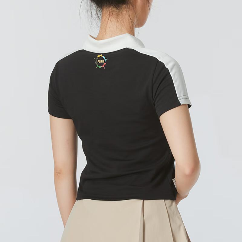 Puma Polo Shirt Short Sleeve Casual Breathable Sports Women Tops Black 629235-01