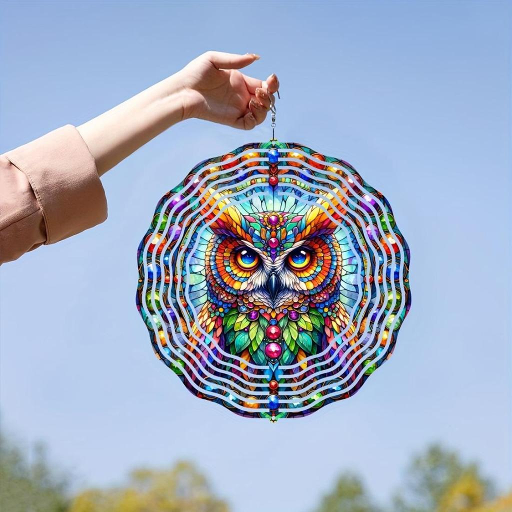 Enchanting, Charming Owl Metal Wind Spinner - Perfect Gift for Women, Mom, Grandma, Wife | 25.4cm Indoor/Outdoor Decor | Ideal Christmas Ornament
