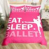 Tanz-Bettwäsche-Set King-Size, Bettbezug mit Ballett-Tanz-Thema, Ballett-Prinzessin-Tänzerin Bettwäsche-Set für Mädchen Schlafzimmer-Dekoration