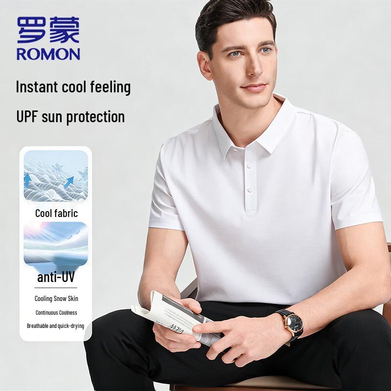 ROMON Men s Ice Silk Quick Dry Short Sleeve Polo Shirt 3XL