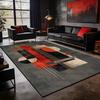 Red Gray Color Matching Art Carpet for Living Room Decoration Home Antiskid Fluffy Rug Easy Clean Short Velvet Coffee Tables Mat
