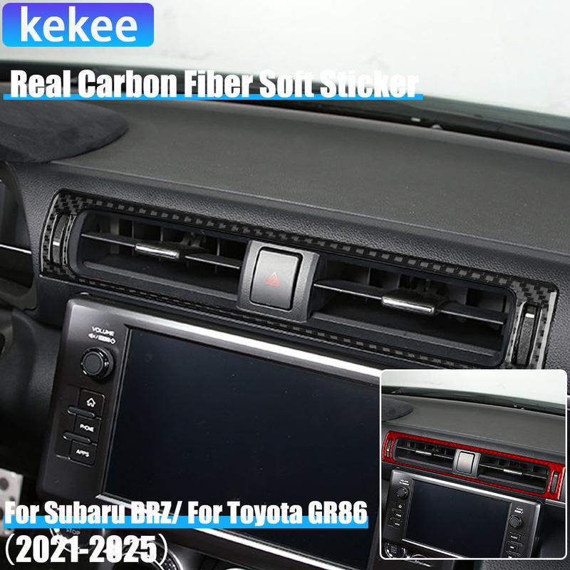 Real Carbon Fiber Car Accessories Center Air Vent Cover Soft Sticker For Subaru BRZ/ For Toyota GR86 2024 2025