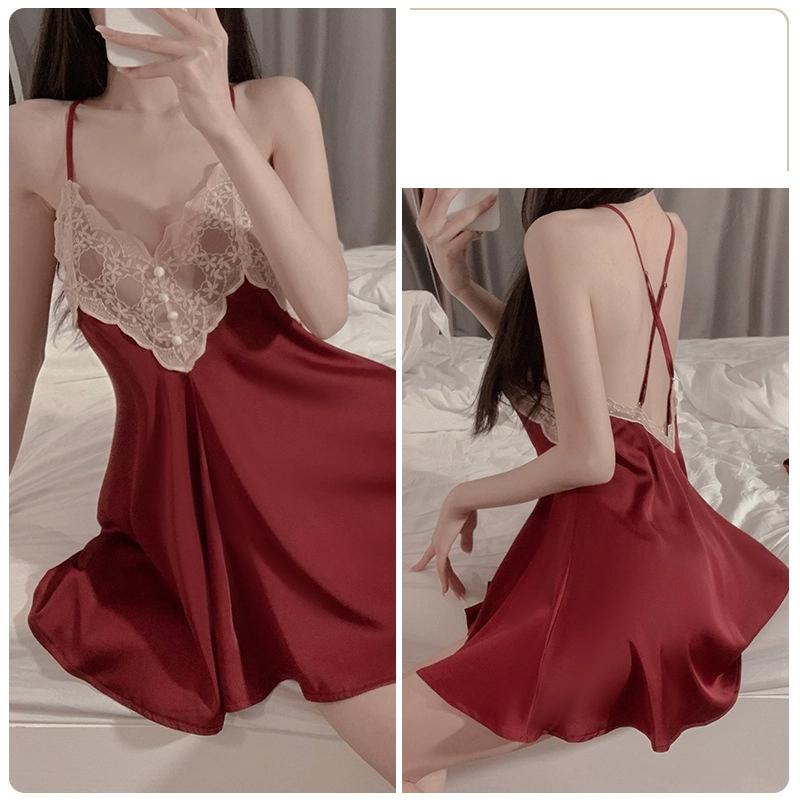 Volné pyžamo Halter pyžamo Jednobarevné Pohodlné Sukně na ramínka Šněrovací Kardigan Župan Domácí souprava