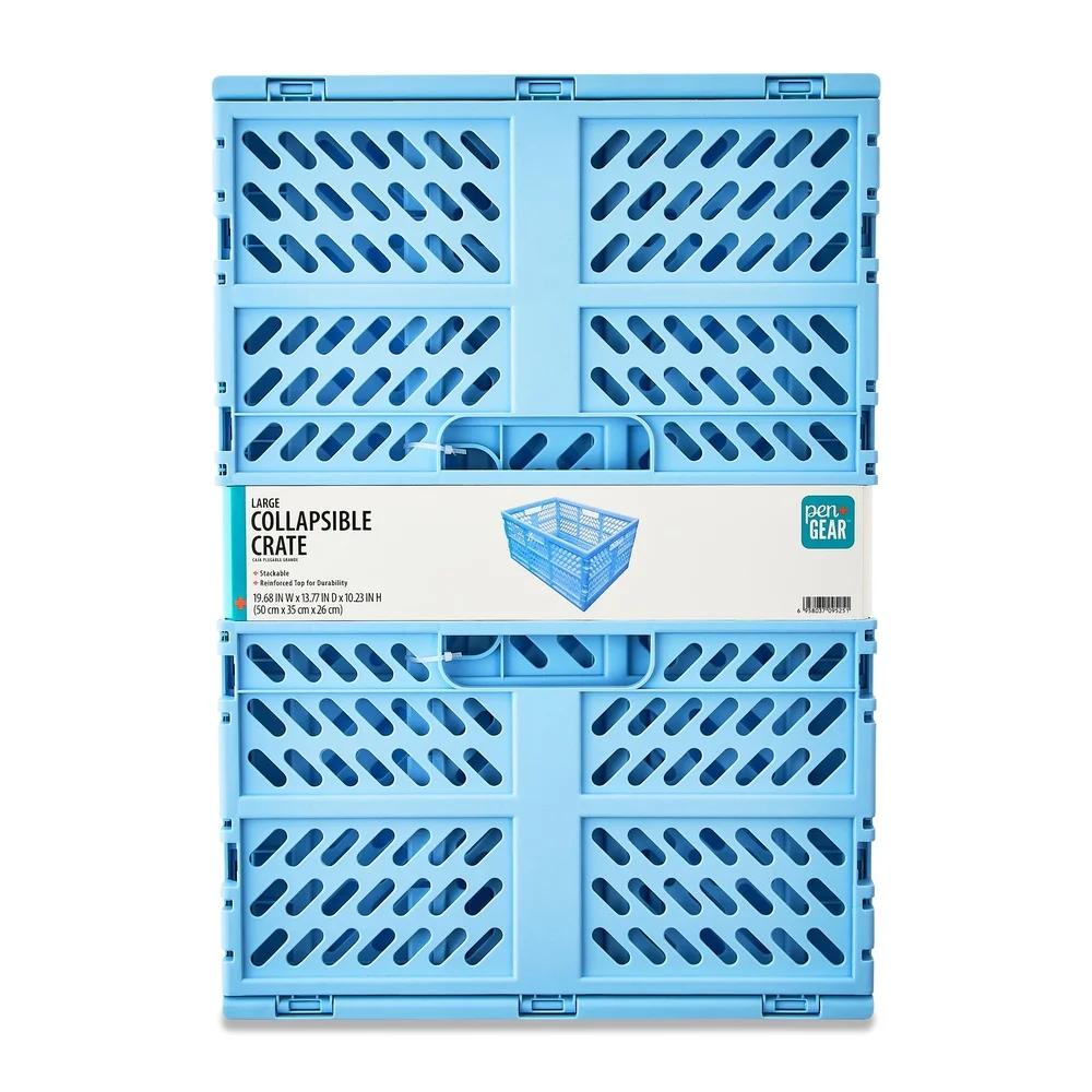 

Большой складной ящик для хранения, штабелируемый пластиковый контейнер с удобными ручками, идеальный для организации офиса, вместимость 5 галлонов United States