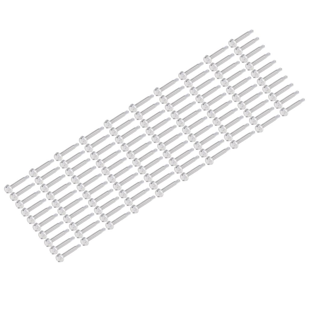100Pcs Self Drilling Screw Stainless Steel Hex Washer Screws for Home Office Equipment