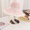 Sunshade Straw Hat Women's Large Eave Lace Bow Sunshade Hat Foldable Seaside Beach Sun Hat