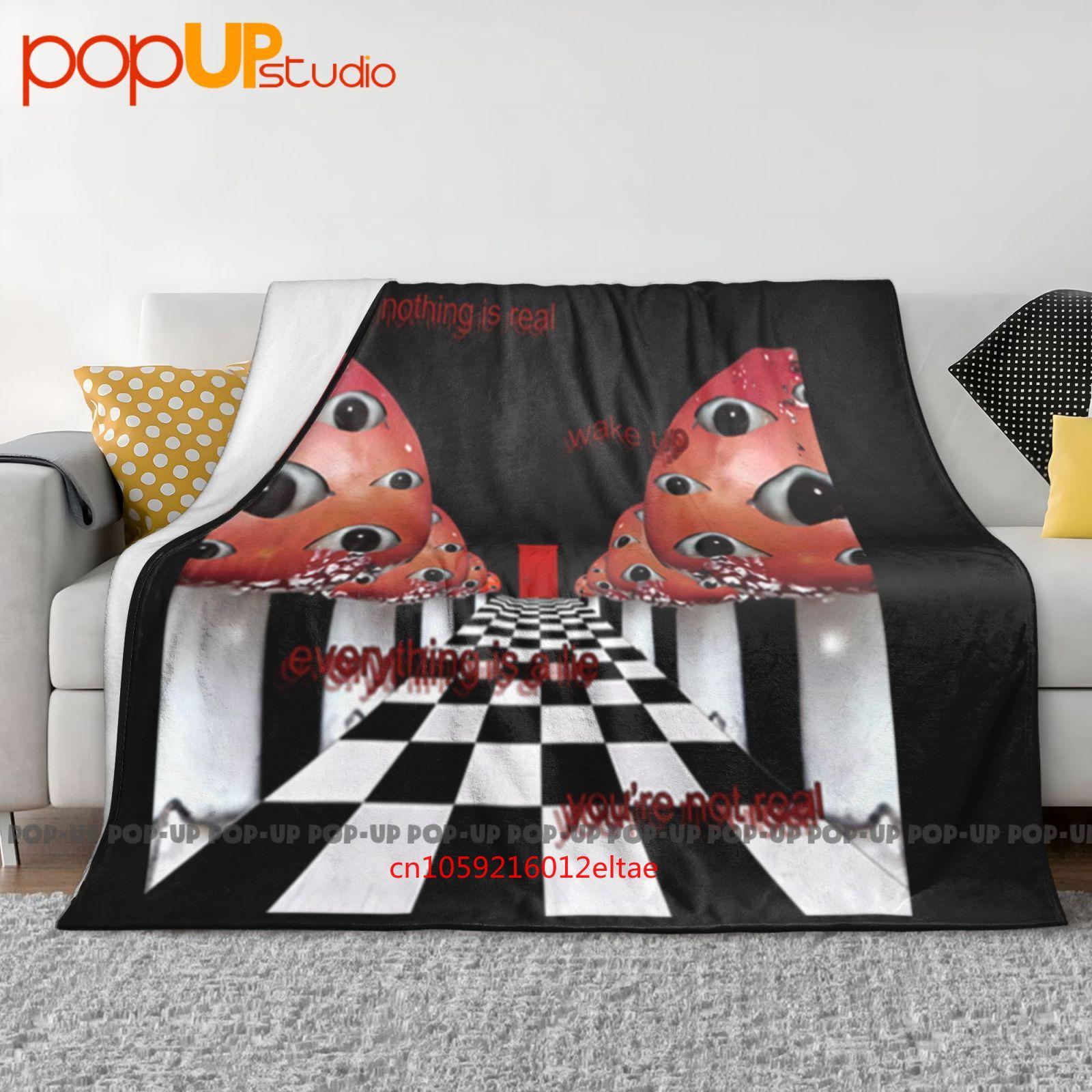 New Limited Weirdcore Aesthetic Mushroom Eyes Strangecore Traumacore Ultra-Soft Blanket Quilt Winter Sofa Cover Bed Covers Size: 75*100cm, Weight: 230 GSM