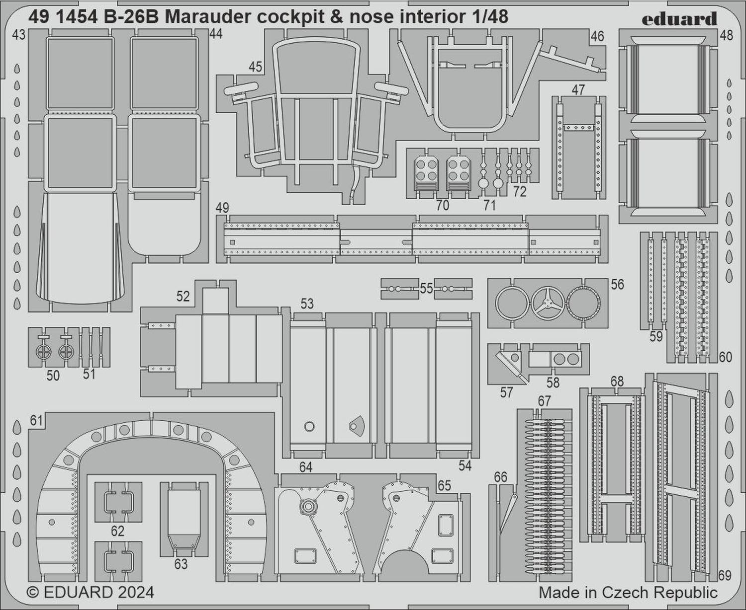 

Eduard 1/48 Martin B-26B Marauder Кабина и Носовая часть Интерьер Фототравление (для ИКМ) Детали для пластиковой модели EDU491454