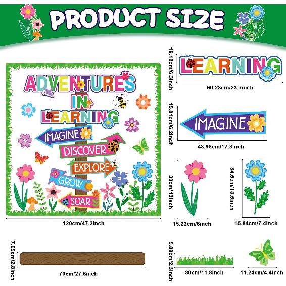 56 Piece Adventures In Reading Bulletin Board Classroom Decoration Flower Signpost Paper Cutouts Supplies Colorful Floral Bulletin Board Decorations