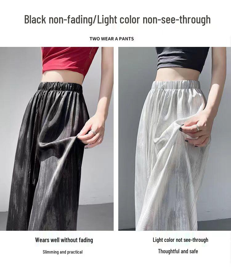 Women's High-Waisted Wide-Leg Straight Pants, Slimming, Floor-Length, Loose Fit, for Spring & Autumn.