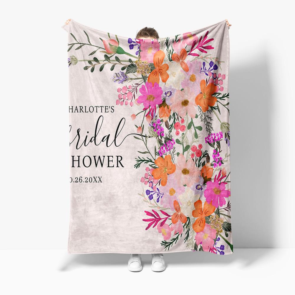 Floral Print Fleece Blanket - Soft Warm Throw Blanket for Women Girls Sofa Bed Decoration Gift 75x90cm