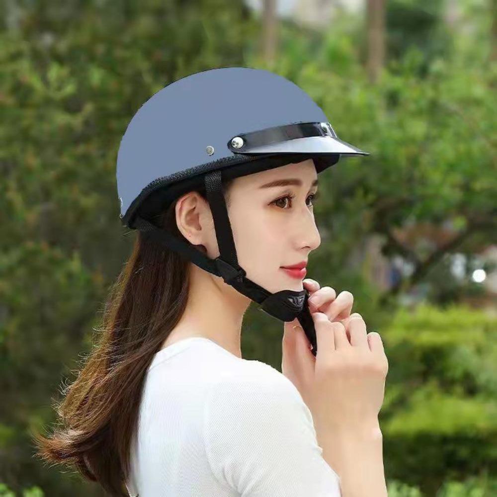 Electric Car Motorcycle Helmet Gray Harley Men and Women All Seasons Lightweight Helmet Electric Car Cap Half Helmet