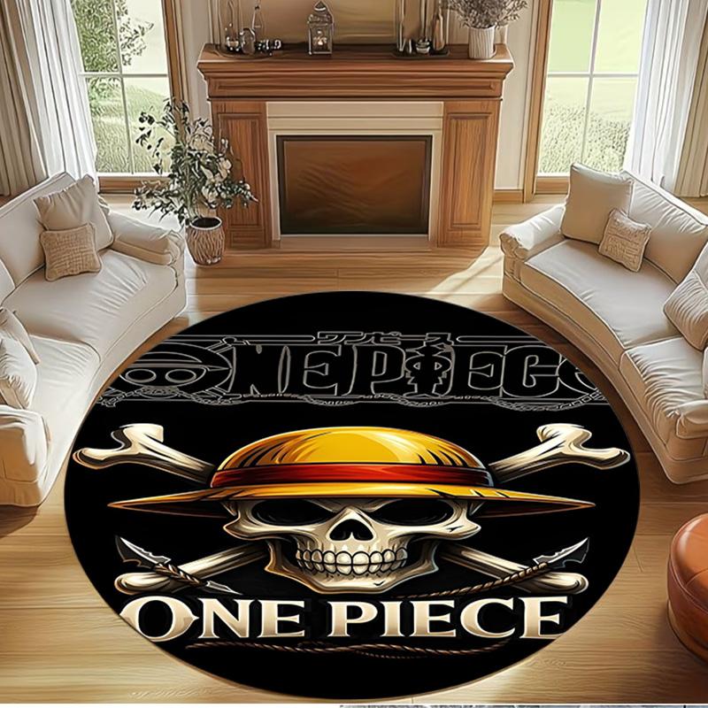 One Piece Print Round Rug, Washable Floor Carpet, For Entryway Dorm Laundry Room Office Study, Home Decor Birthday Christmas Gift