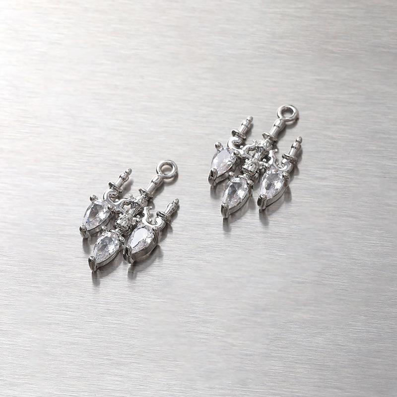 2Pcs Dainty Crystal Chandelier Shaped Pendant Charms For Diy Jewelry Findings Making Eardrop Supplies Accessories