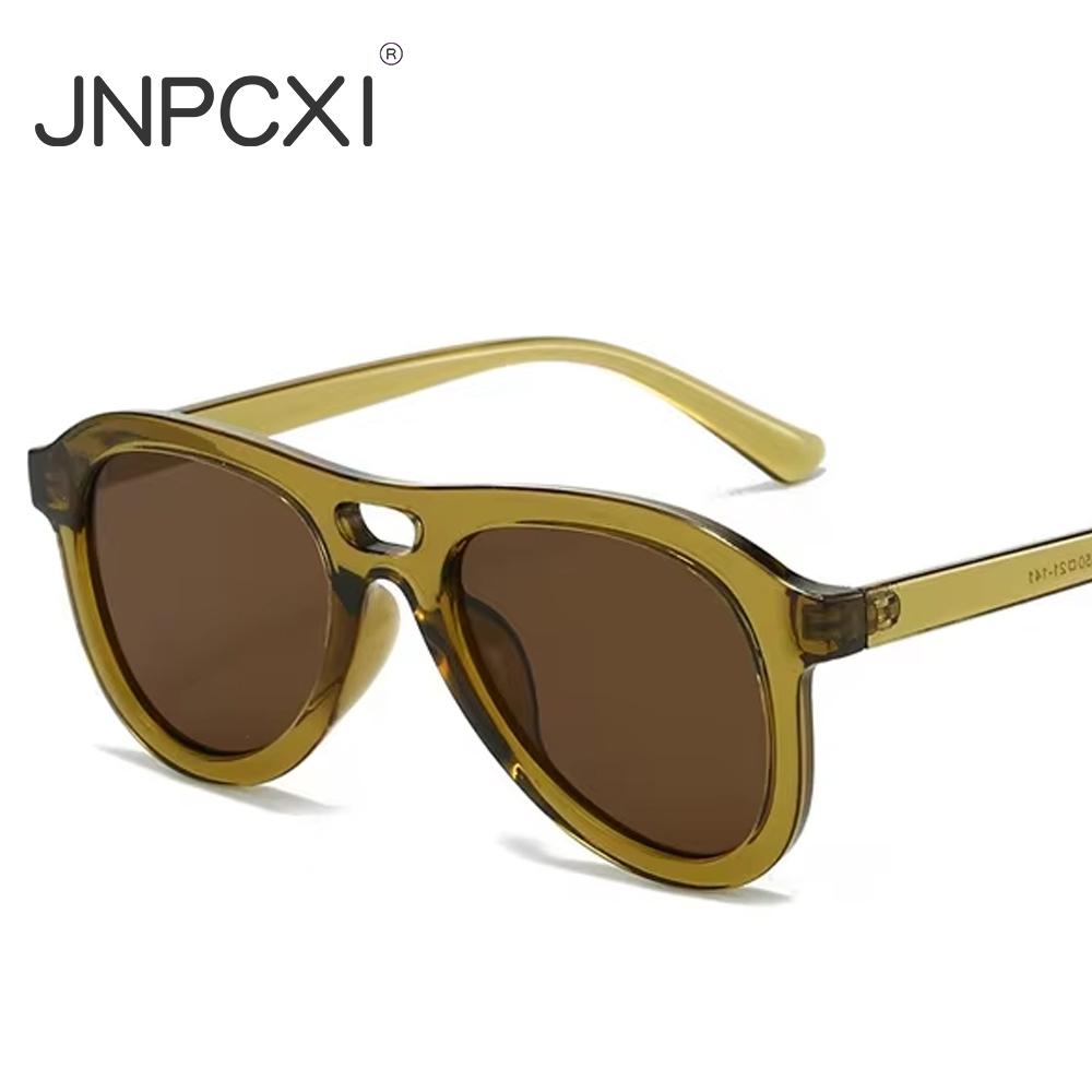  Vintage Double Bridges Pilot Men Sunglasses Fashion Shades UV400 Women Tea Sun Glasses