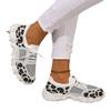 Large Size Fly-woven Sports Shoes Spring and Autumn New Round Head Thick Sole Wavy Sole Leopard Print Color Matching Shoes