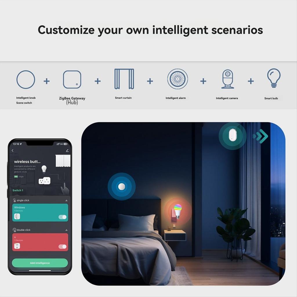 Tuya ZigBee Button Smart Scene Switch Wireless Scene Button Controller Remote Control Work with Smart Life App Scenarios