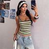 European and American Style 2026 Summer New Fashionable Elegance, Low-Cut, Sexy, Tight Slimming Striped Camisole for Women