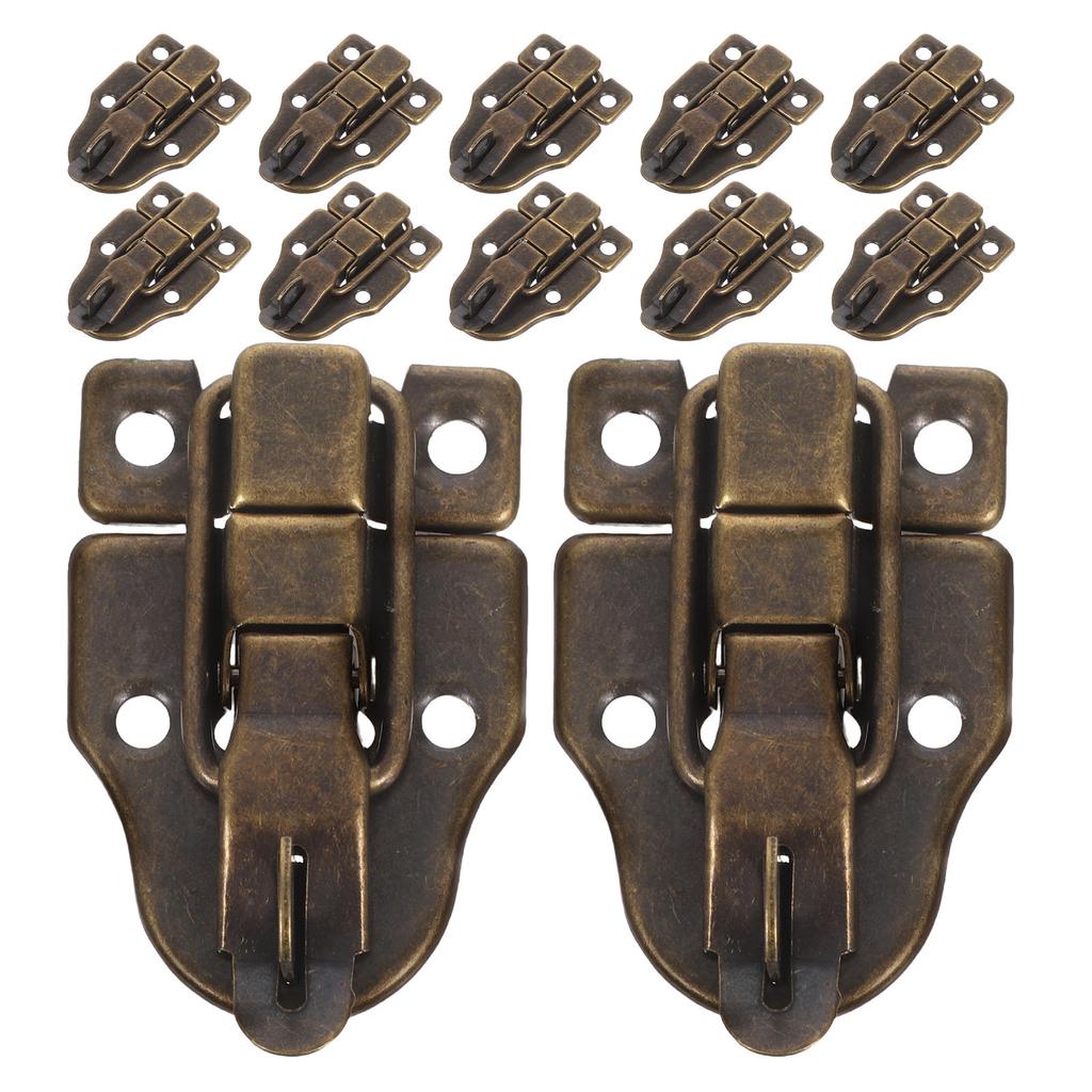 12pcs Retro Toggle Latch Metal Duckbilled Hasp Catch Decorative Buckle Hardware For Jewelry Box Cabinet Wooden Case