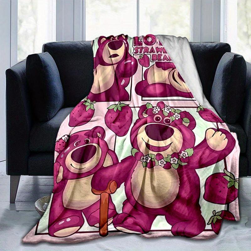1 pezzo, Orso Fragola Lotso Coperta per Arredamento Casa: Una Coperta Morbida e Accogliente per la Tua Camera da Letto, il Soggiorno o le Avventure di Viaggio, Coperta Plaid in Flanella, da Esterno