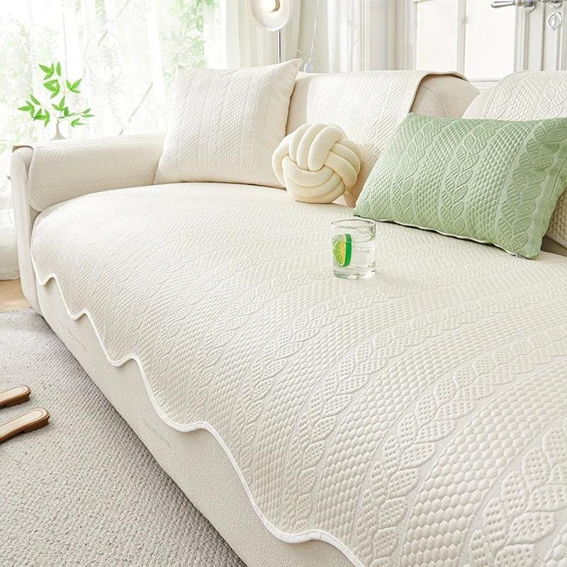 

Ice Silk Sofa Cover Summer Universal Non-slip Sofa Cushion Cool Feeling Sofa Towel Couch Slipcovers for LivingRoom/funda sofá 45x45cm бежевый