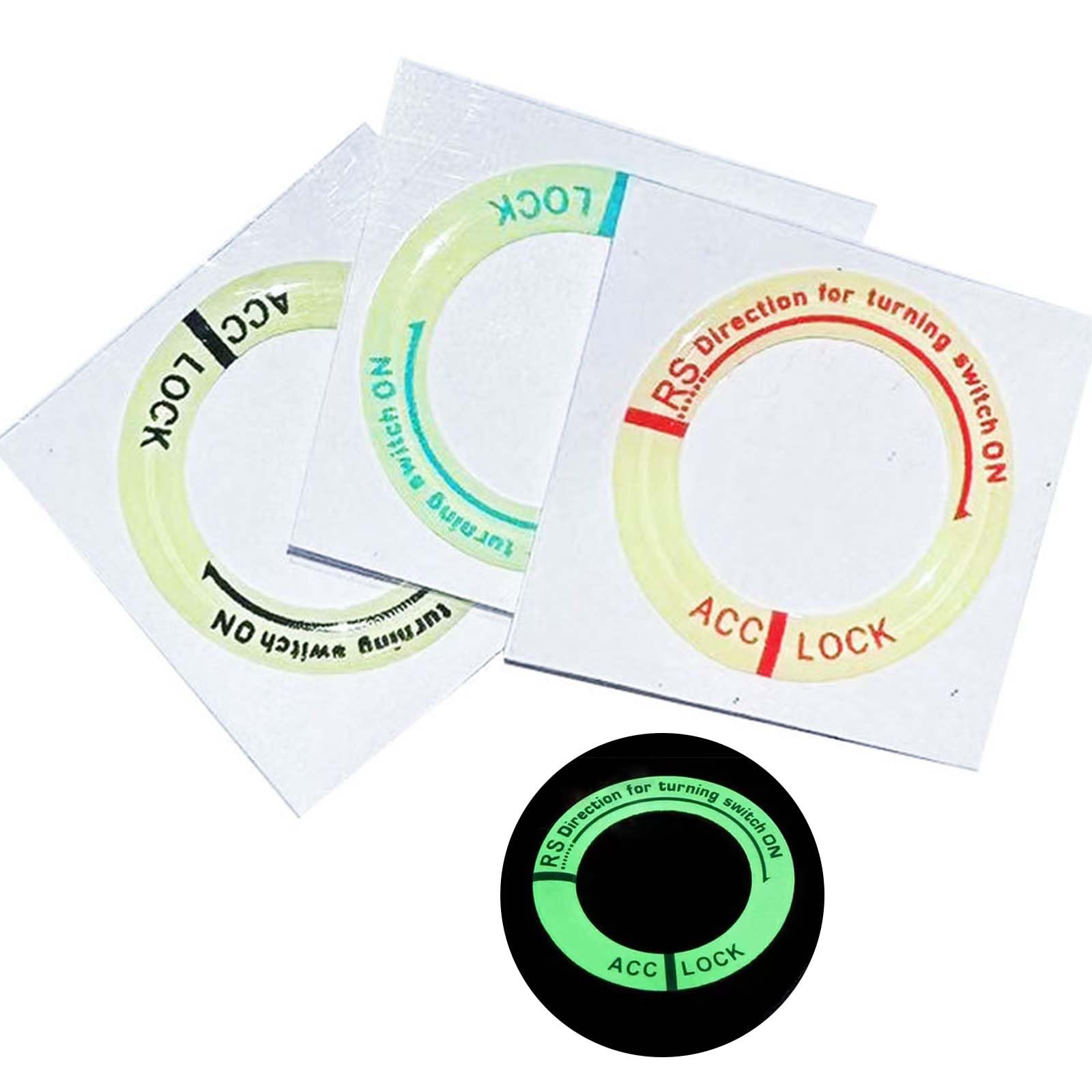 EsiFare Окантовка для ключа зажигания [Набор из 3 шт.] Флуоресцентная наклейка на брелок ключа зажигания автомобиля Старт