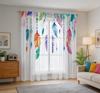 2PCS Digital Printing Sheer Curtain, Colorful Feathers Dreamcatcher Pattern, Bohemian Tribal Ethnic Hippie Bedroom Decor